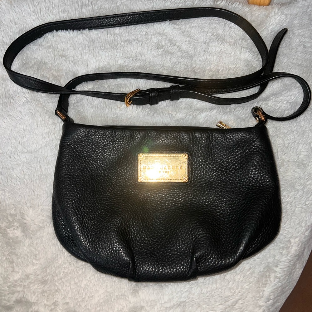 Marc Jacobs Black Crossbody Bag with Gold Accents